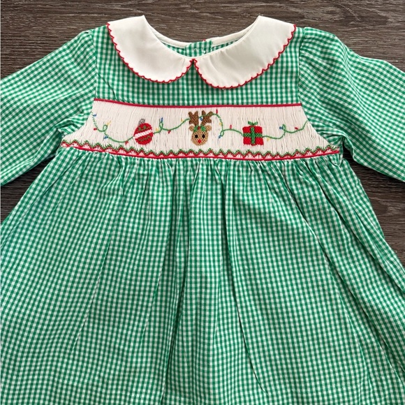 Petit Ami Green and White Baby Dress - Picture 2 of 6